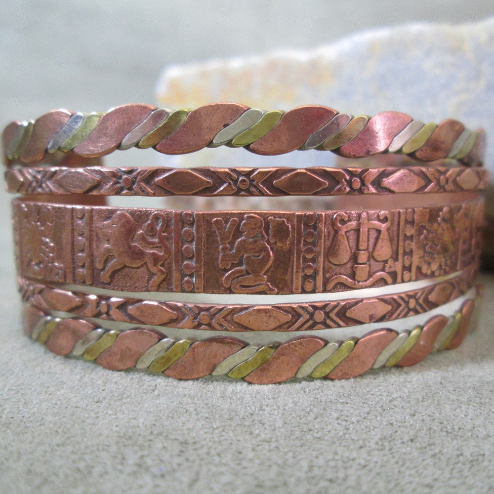 Mixed Metal Zodiac Cuff, Copper and Brass - Picture 3 of 7